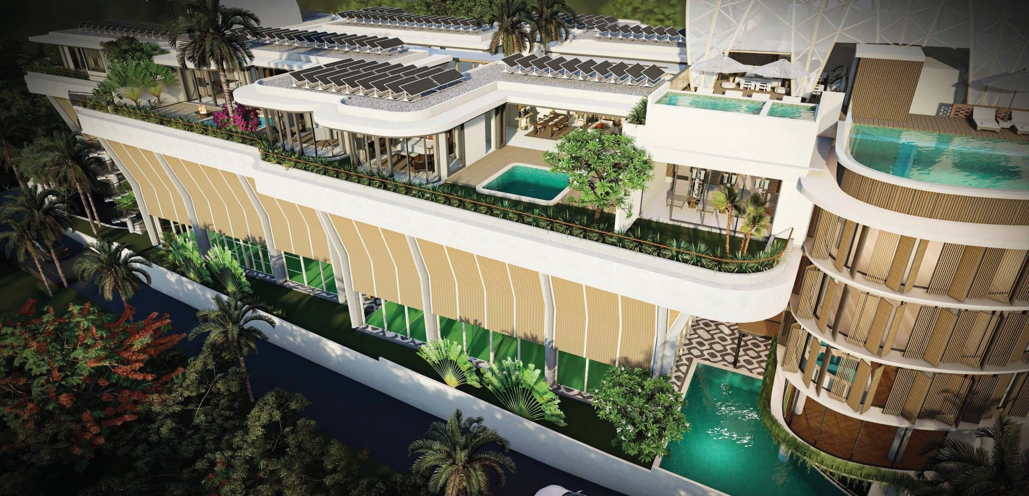 Bird Eye View — Padel & Penthouse — SLC Overview — Padel Courts, Penthouses & Rooftop Pool