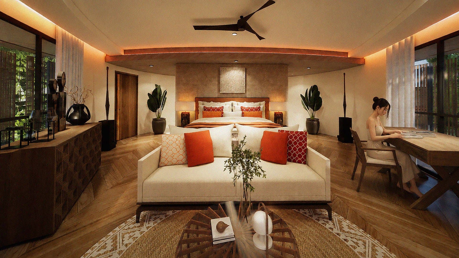 Signature Suite · Wraparound Windows & Evening Light