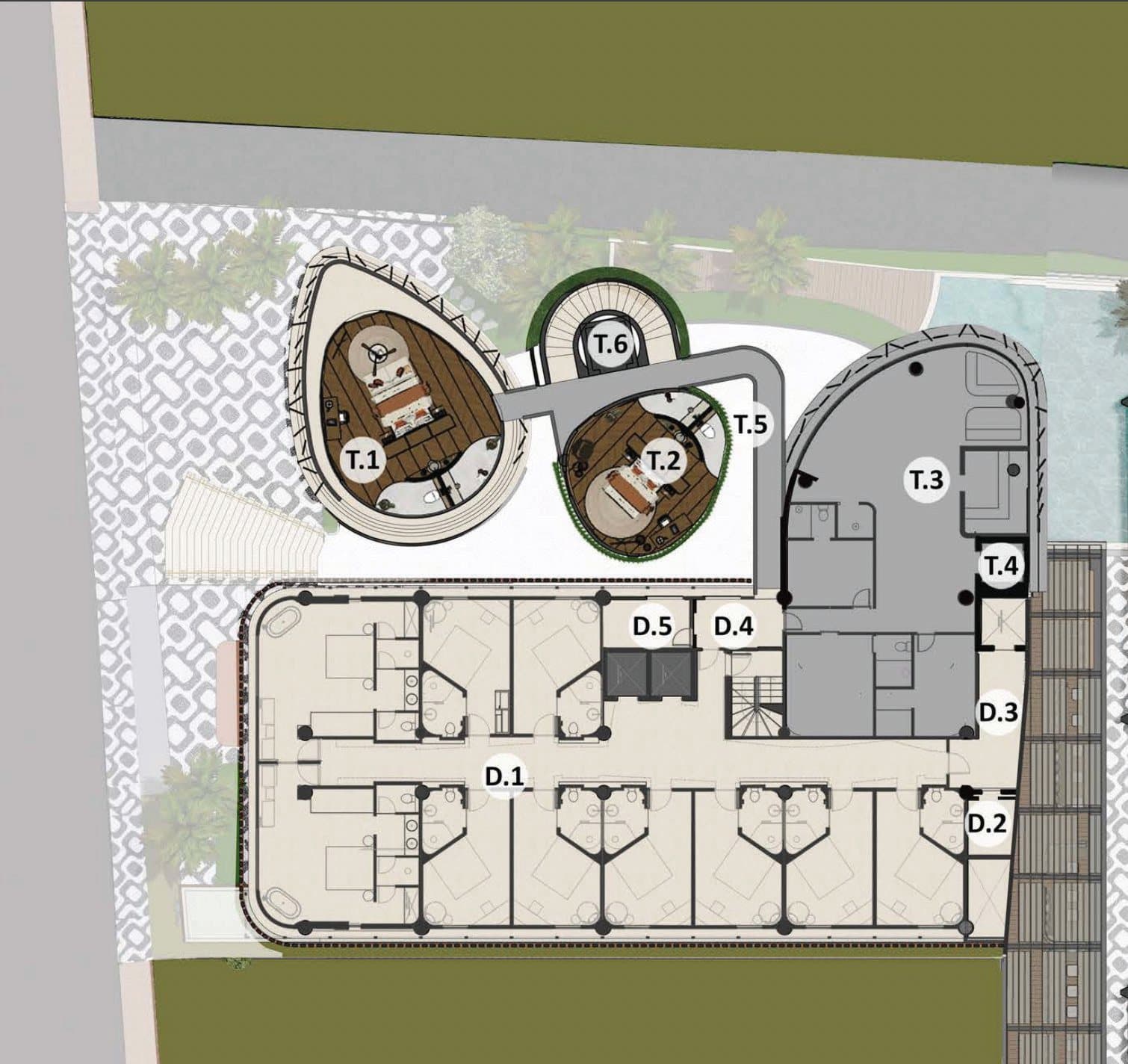 Floors 2, 3 & 4 · Hotel Room Layout — Identical layout across all three hotel levels